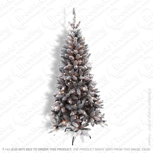 D11) 6ft Flocked Pine Tree w Snow