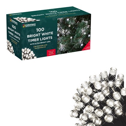 100 LED Battery Lights Cool White Timer