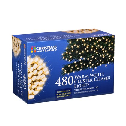 D09) 480 LED Cluster Lights Warm White XMAS