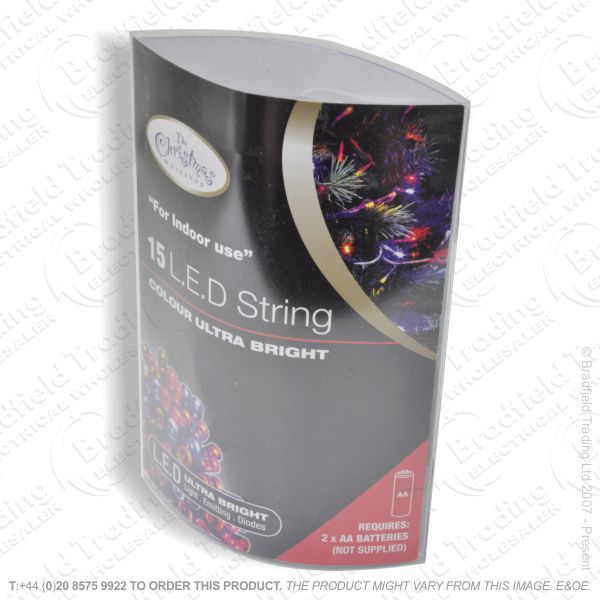 D09) 15 White LED Xmas Battery Op Lights