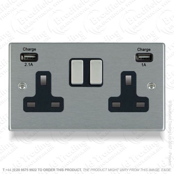 USB 13A 2g Swi Socket SS/BL HAMILTON
