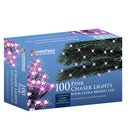 D09) Xmas Lights 100 LED Pink Chaser