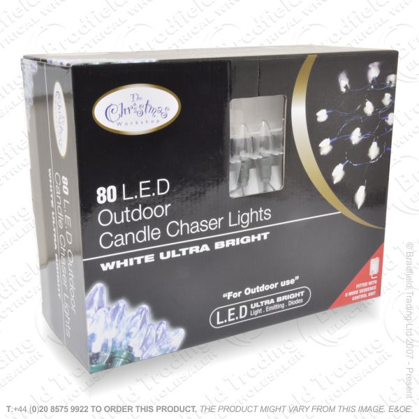 D10) Xmas Lights 80 LED White Outdoor C6