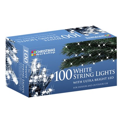D09) Xmas Lights 100 White LED String Lights