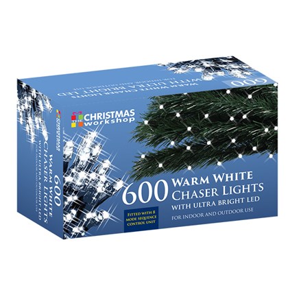 Xmas Lights 600 LED White Chaser