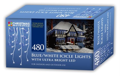 Xmas Lights 480 LED Icicle Blue White