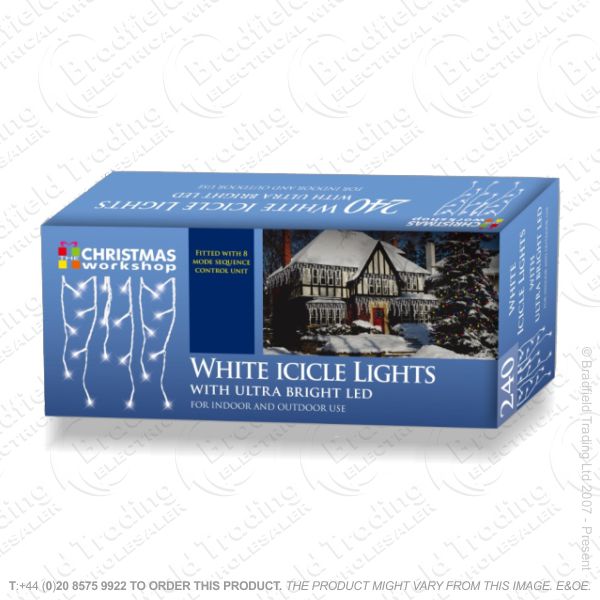 D10) Xmas Lights 240 LED Icicle White