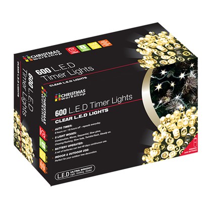 D10) 600 LED Battery Lights White