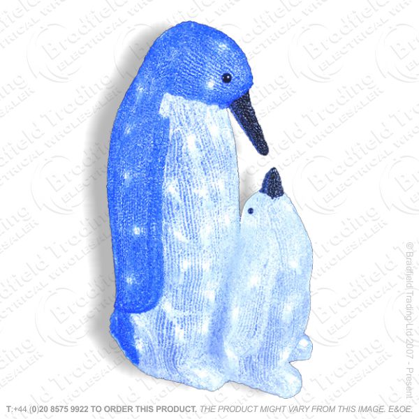 D12) 46cm Acrylic Penguin Family Xmas Light