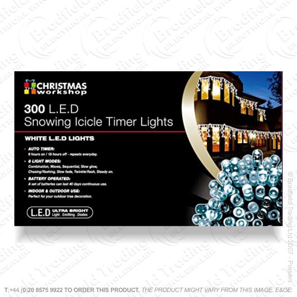 D10) 300 LED Battery Lights Snowing White