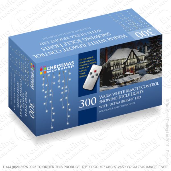D10) Xmas Lights 300 LED Snow Icicle Warm Whi
