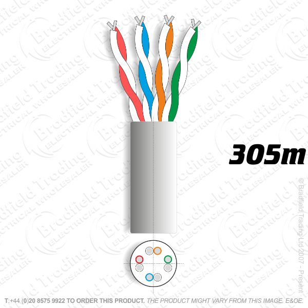 H08) Cat5E Network 305M Screened Copper Grey