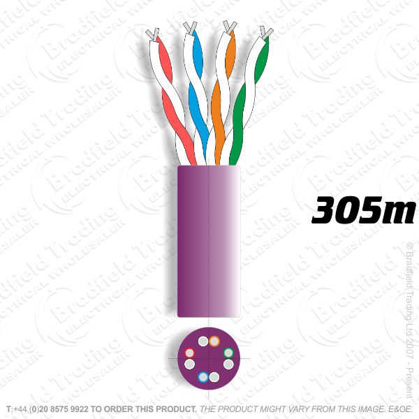 H08) Cat 5E Network 305M Low Smoke PURPLE