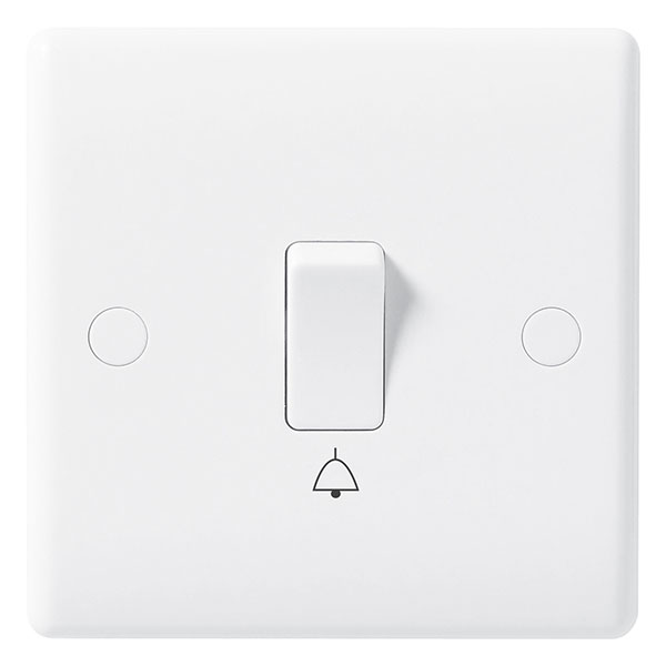 Switch 10A 1G Retractive Bell Symbol White BG