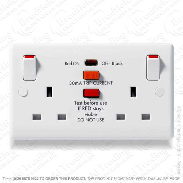 2G 13A Switched Socket RCD Nexus BG