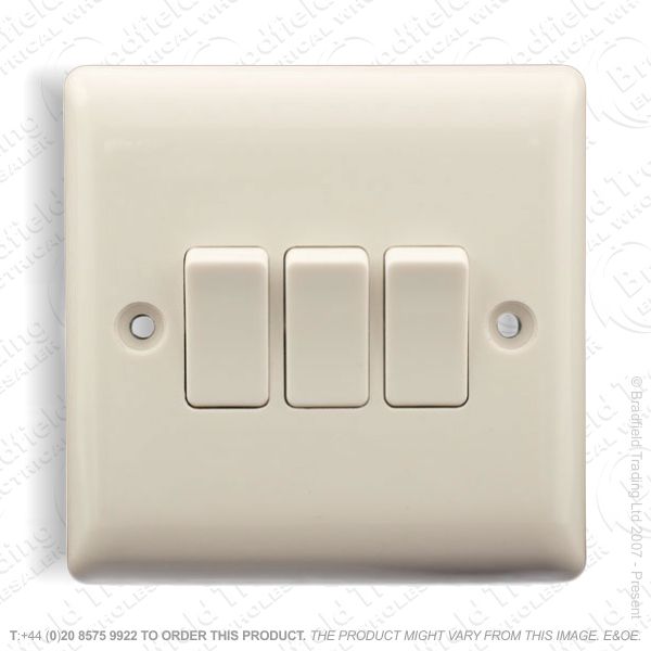 Switch 10A 3G 2w White Plastic BG