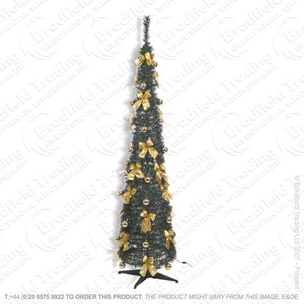 D11) Xmas 6ft Pop Up Tree Green w Bows