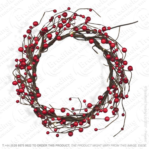 D12) Red Berry 22  Wreath Snow