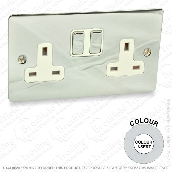 I41) Socket Switched 2G 13A Bright Chr WI