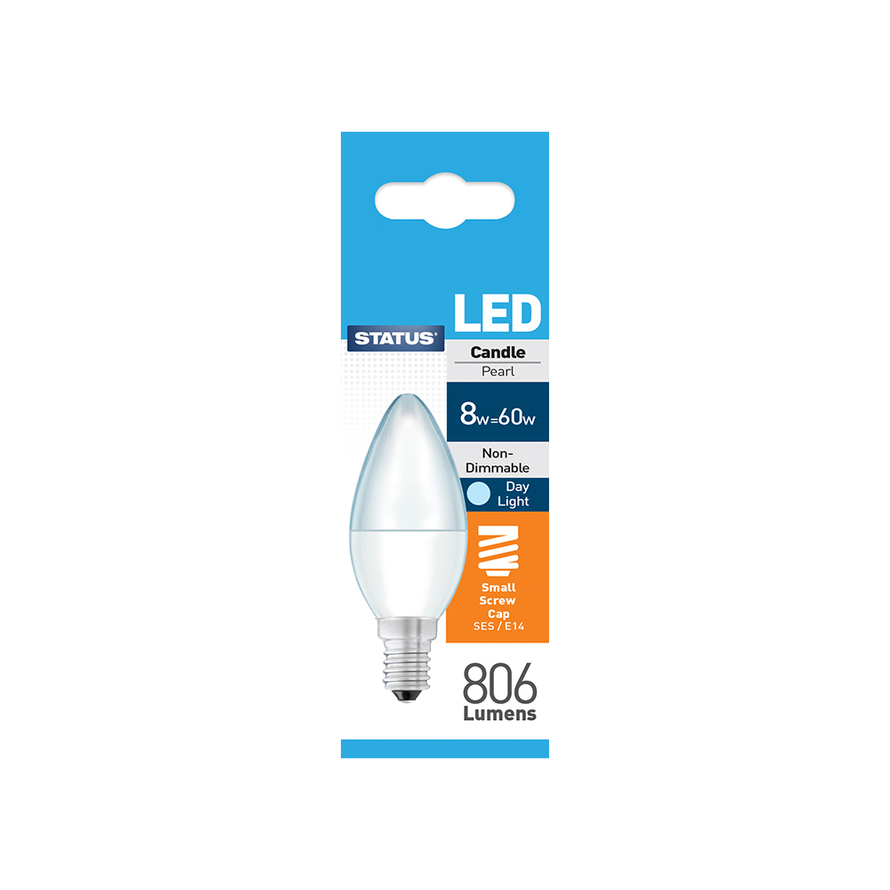 8W DT (60W) LED SES Candle 65k Opal STATUS