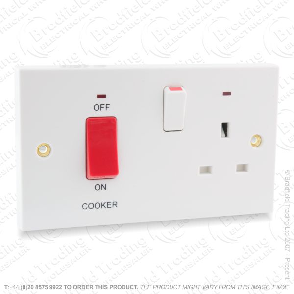 I15) Sockets 1G 13A Neon 45A Cooker white