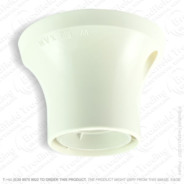 B08) Batten Holder ES E27 White Plastic