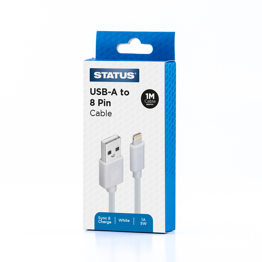 Iphone to USB-A Cable Lead Only 1M Wh STATUS