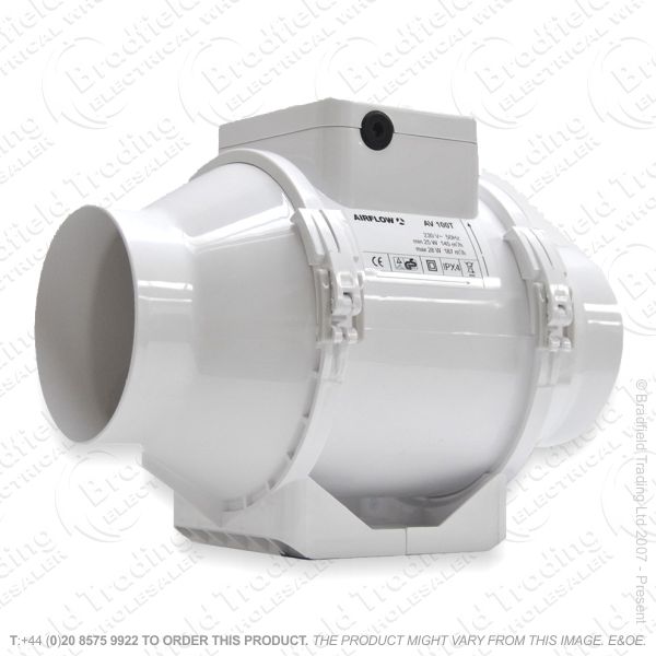 I08) Extractor Fan Inline(T) 100mm AIRFLOW