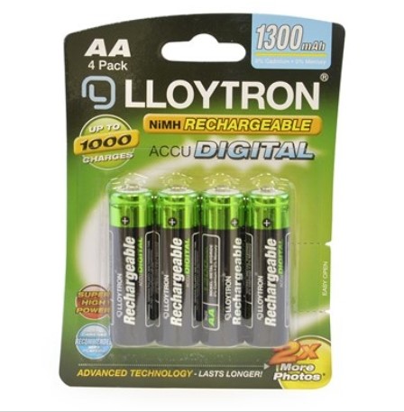 Battery Rechargeable AA 1300mA pk4 LLOYTRON