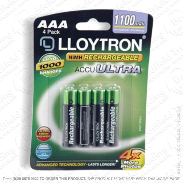 E10) Battery Rech AAA 1.2V 1100mAH LLOYTRON