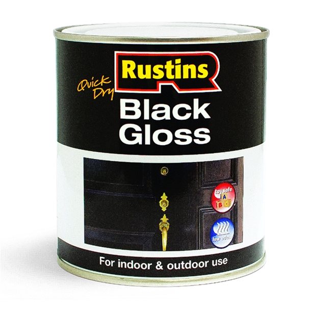 QD Black Gloss Paint 1Litre RUSTINS