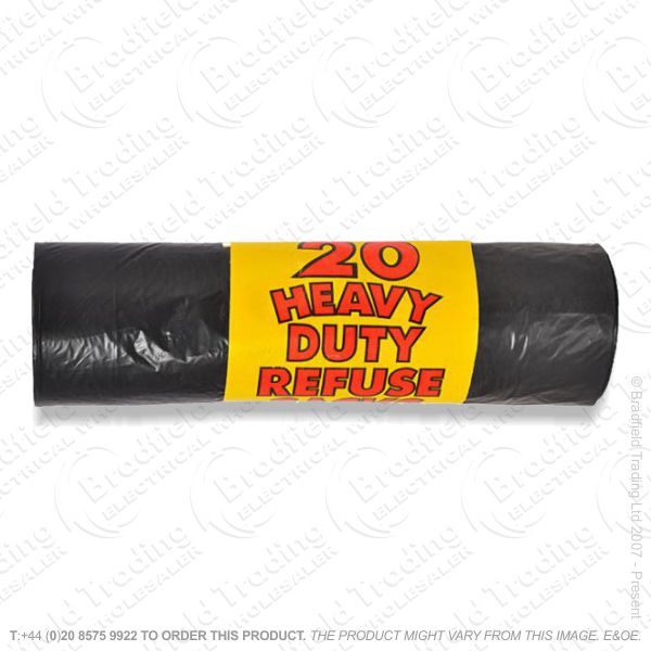 20pc Heavy Duty Bin Bags Black BB102