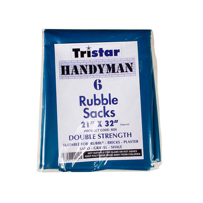 6pc Heavy Duty Rubble Bags Blue