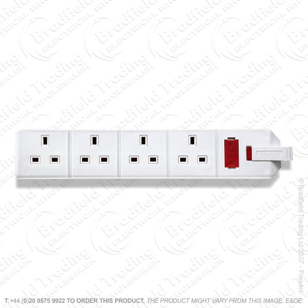 F04) Mains Ext Socket 4G 13A Neon White