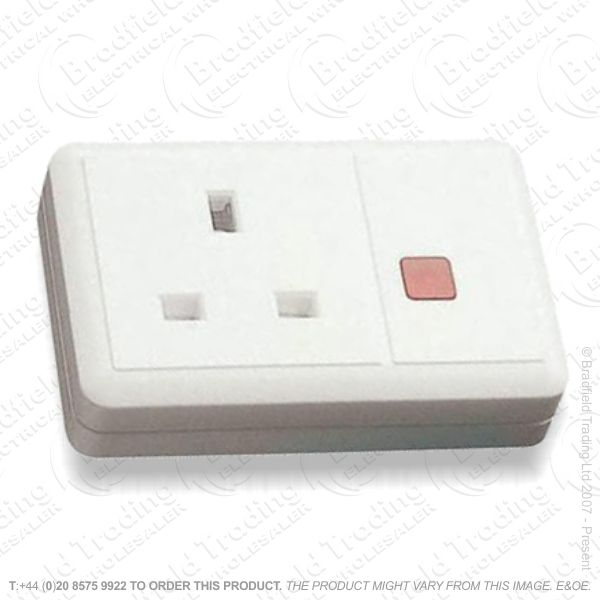 F04) Mains Ext Socket 1G 13A Neon White ECO