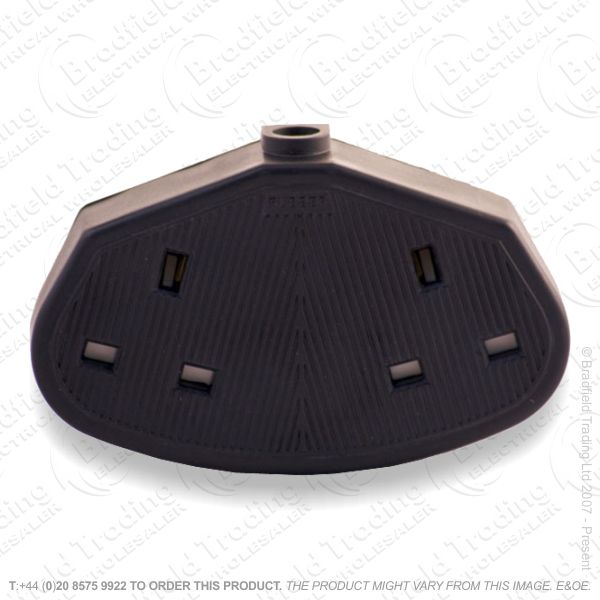 F04) Mains Ext Socket 2G 13A Black BP REDG