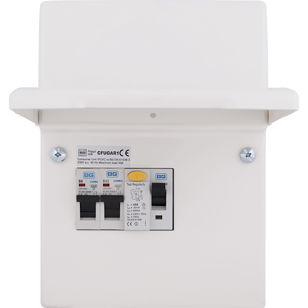 Garage Unit Metal 40A RCD  6A 32A MCB BG