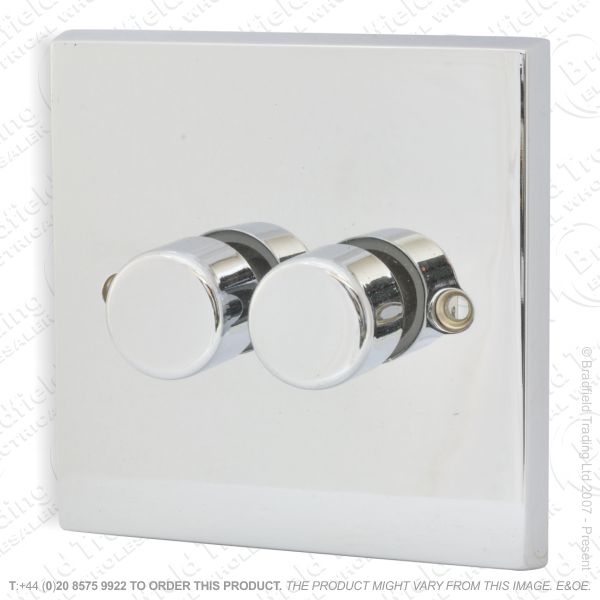 Dimmer 2G 1W 250w Rotary Chrome ECO