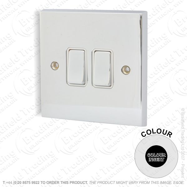 I18) 6A 2Gang 2W Switch Chrome ECO