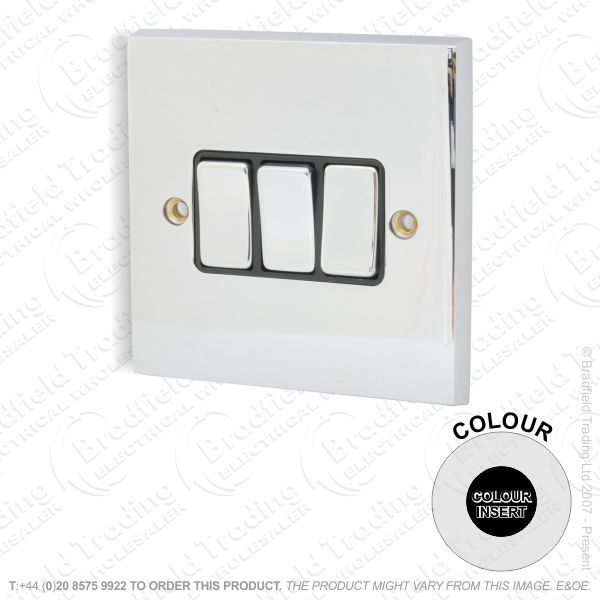 I18) 6A 3Gang 2W Switch Chrome ECO