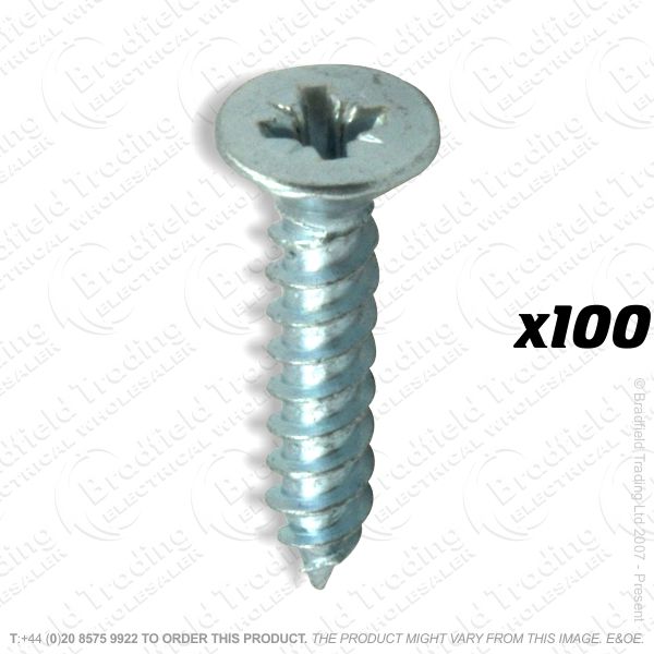 G04) Screws BZP CSK No10x3  x100