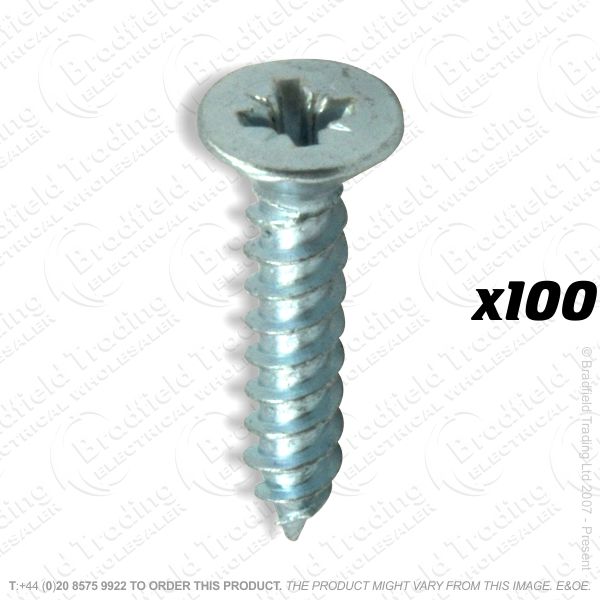 G04) Screws BZP CSK No8x3  x100