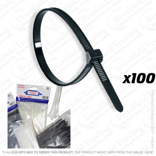 H03) Cable Ties black 100mm x 2.5mm x100