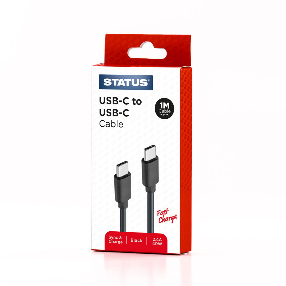 USB-C to USB-C Cable 1M 40W Black STATUS