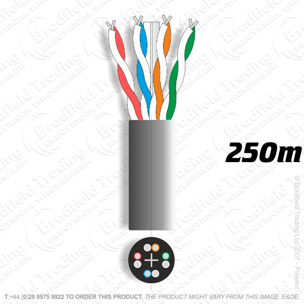 H08) CAT6 External UTP Black Cable 250m