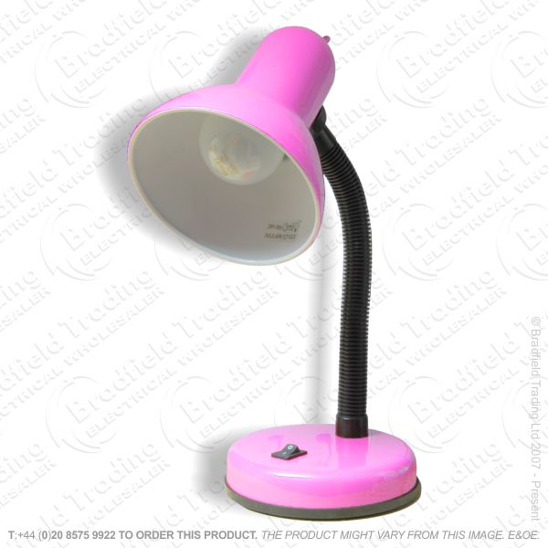 B10) Desk Lamp Bendy Arm pink 60W L958