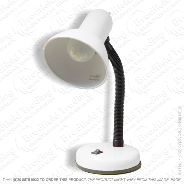 B10) Desk Lamp Bendy Arm White L958