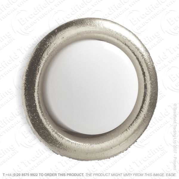 I02) Door Bell Push White/Chrome Round