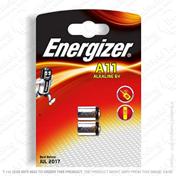 E07) 6V A11 Alkaline Battery 10x16mm Pk2 ENER