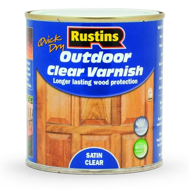 Outdoor Clear Varnish Satin 500ml RUSTINS